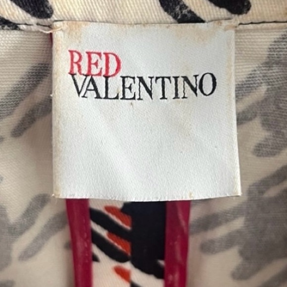 Red Valentino houndstooth black white short sleeve jacket blazer bow large L y2k - Picture 3 of 4